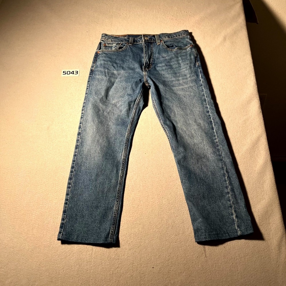 Levi's 505 Jeans Mens 32x30 Blue Denim Stretch Medium Wash Straight Leg Outdoor‎